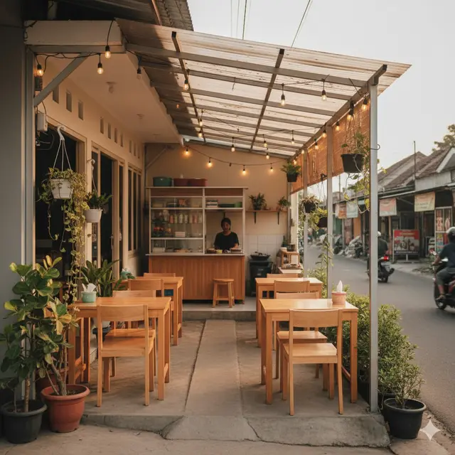 Desain Warung Makan Outdoor Lahan Sempit