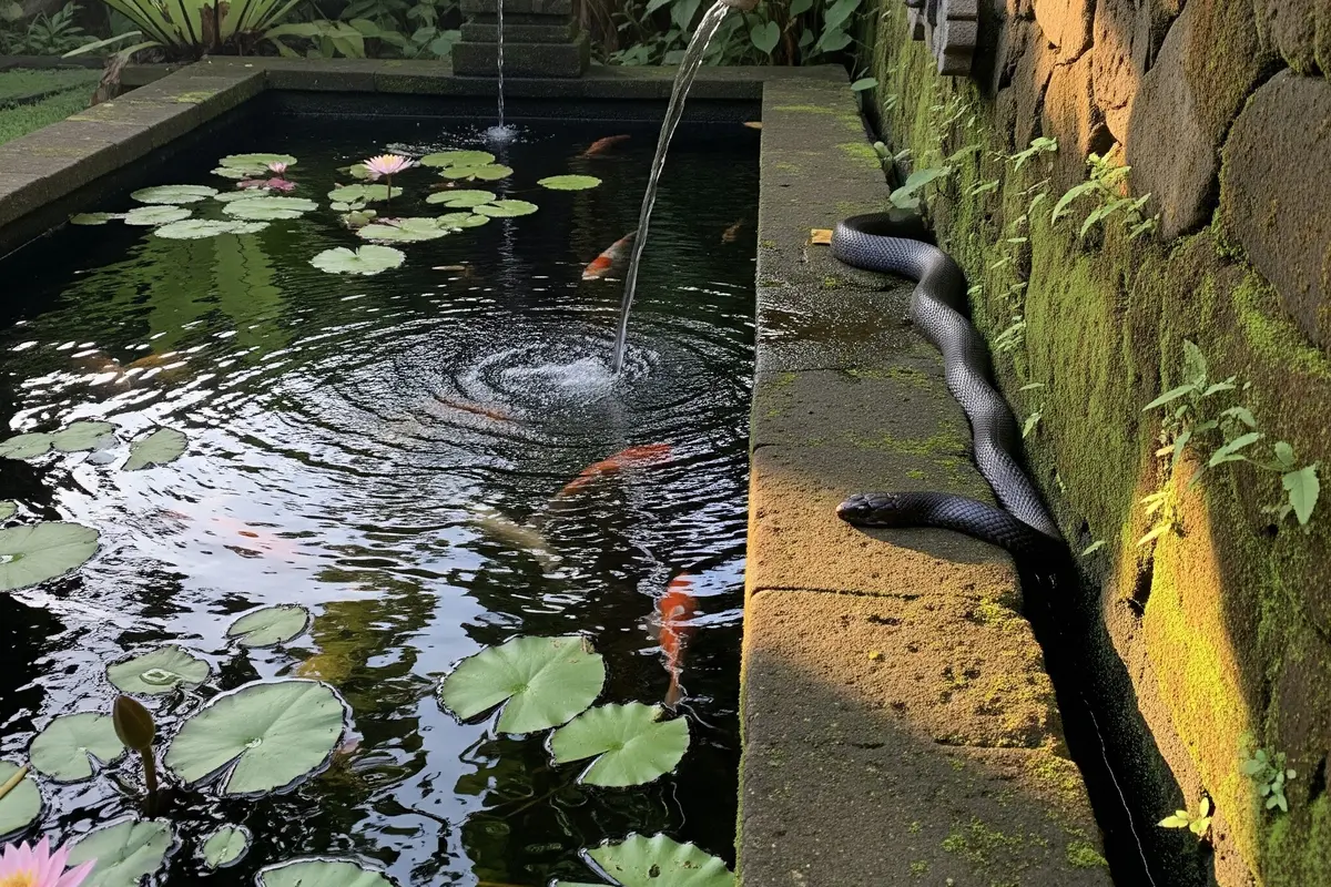 Ular di kolam ikan