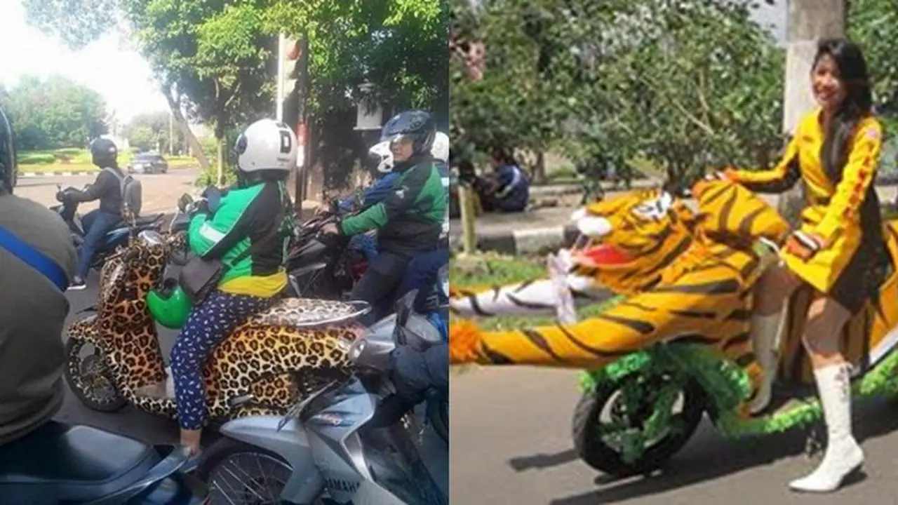6 Potret Motor Motif Macan Ini Jadi Pusat Perhatian di Jalan, Kocak