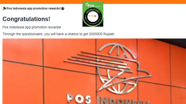Cek Fakta Liputan6.com mendapati informasi PT Pos Indonesia membagikan uang Rp 2 juta