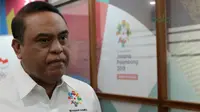 CDM Asian Games 2018, Komjen Pol Syafruddin usai rapat konsolidasi Asian Games 2018 di Kantor KOI, Jakarta, (11/6/2018). Rapat ini membahas sosialisasi Asuransi dan sponsor Atlet Indonesia. (Bola.com/Nick Hanoatubun)