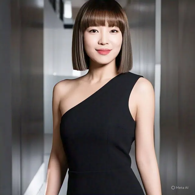 Curtain Bangs dengan Potongan Lob