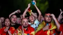 Kemenangan ini sekaligus memastikan Spanyol menjadi juara Euro untuk yang keempat kalinya setelah 1964, 2008, dan 2012. (OSCAR DEL POZO/AFP)