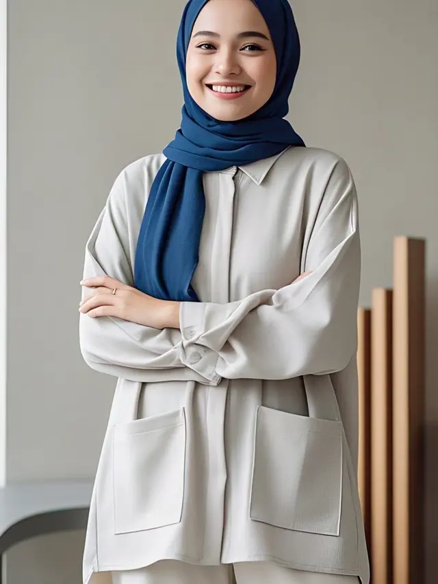 Blouse Oversized dengan Detail Kantong