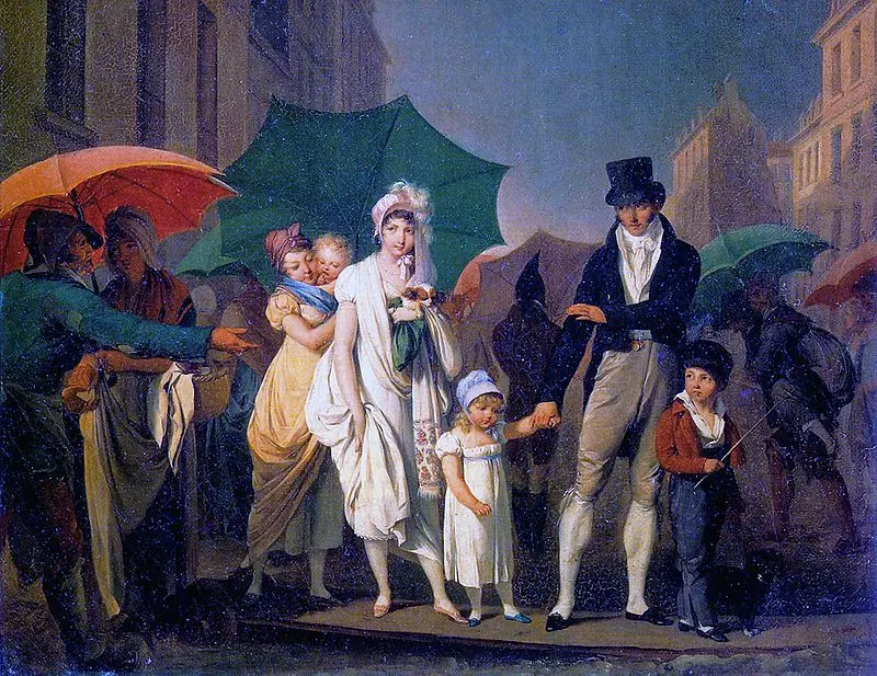 Lukisan warga Paris mengenakan payung karya Louis-Léopold Boilly (1803) (Wikipedia)
