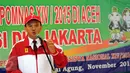 Gubernur DKI Jakarta, Basuki T Purnama memberikan pesan pada mahasiswa DKI Jakarta yang akan  berlomba di Pomnas XIV/Aceh di Balai Agung Jakarta, Selasa (10/11/2015). Jakarta menerjunkan 310 atlit berikut official. (Liputan6.com/Helmi Fithriansyah)  