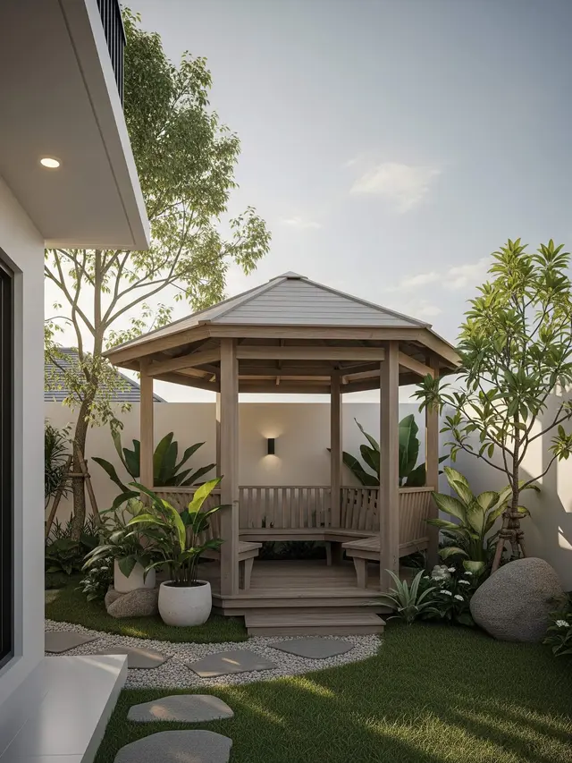 Inspirasi Gazebo Mungil di Samping Rumah Minimalis