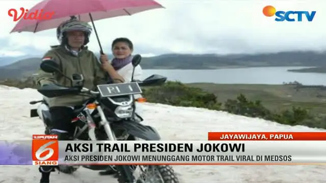 Jokowi tunggangi motor trail saat melintasi Trans Papua