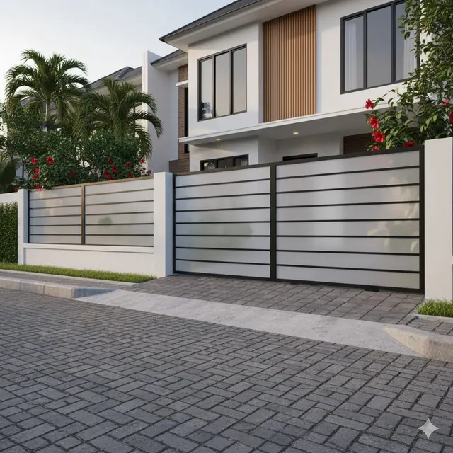 7 Model Pagar Besi Kombinasi Polikarbonat dengan Desain Tertutup Penuh, Cocok untuk Hunian Modern