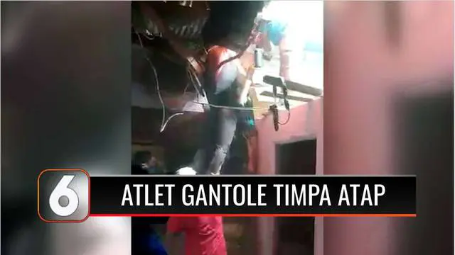 VIDEO: Viral Atlet Gantole PON XX Papua Tersangkut di Atap Rumah Warga Saat Mendarat