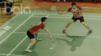 Pemain ganda putra, Marcus Gideon dan Kevin Sanjaya saat simulasi Piala Sudirman 2017 di Cipayung, Jakarta (13/05/17). Piala Sudirman Digelar di Australia. (Bola.com/M Iqbal Ichsan)