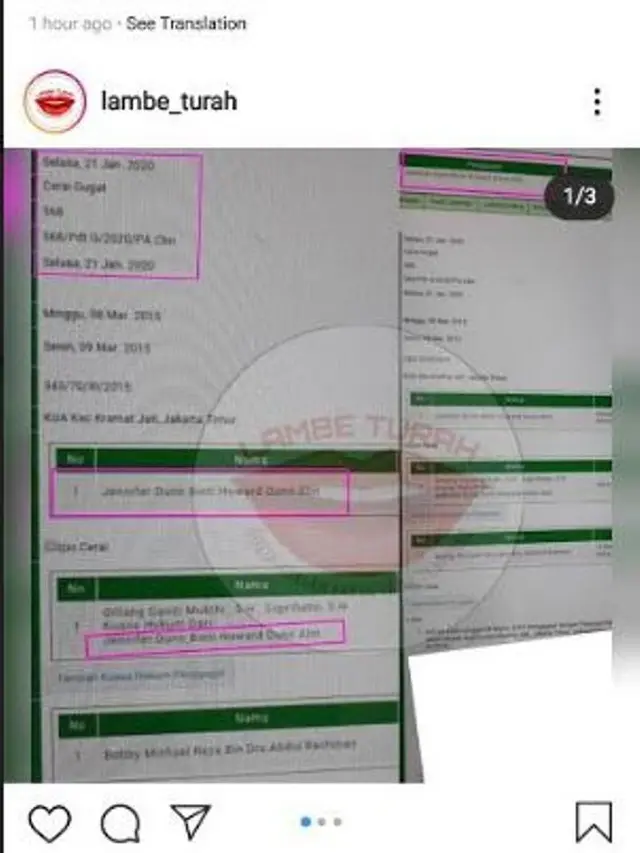 Jennifer Dunn gugat cerai Bobby Michael (Foto: Instagram/@lambe_turah)