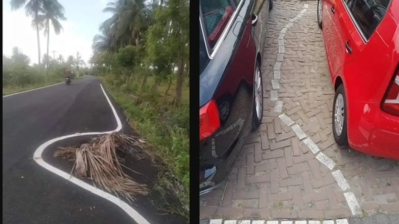 6 Garis Tak Lurus di Jalan Ini Bikin Kesal, Perfeksionis Geregetan