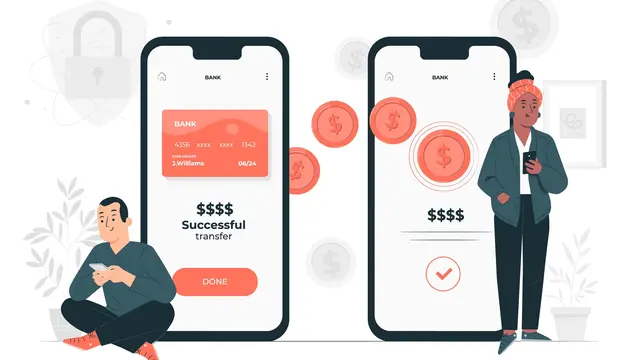 Ilustrasi mobile banking, uang elektronik