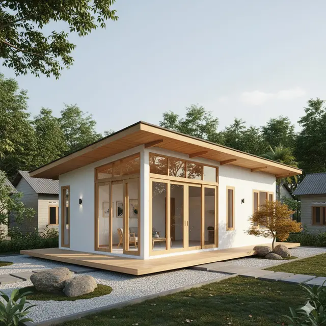 Model Rumah Sederhana di Kampung yang Elegan. Gemini