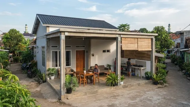 Rumah Kampung Modern dengan Teras Luas