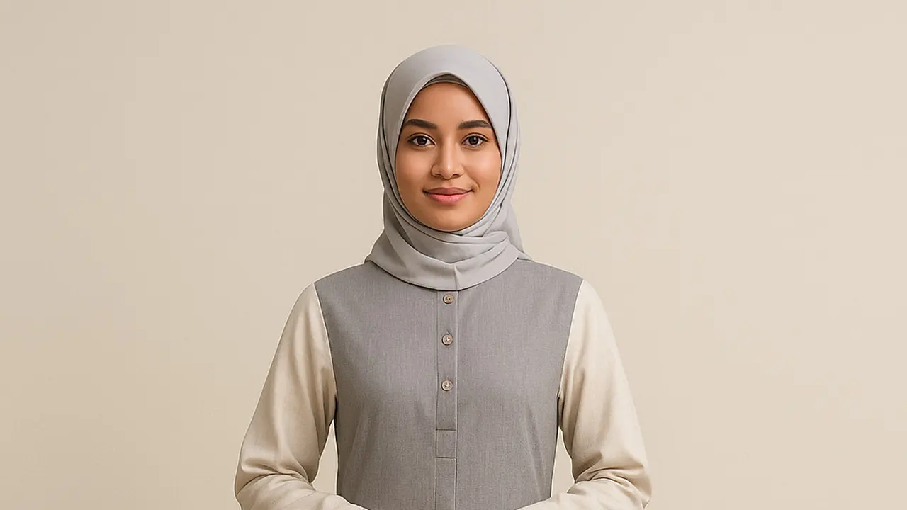 Gamis A-Line Kombinasi Warna Netral (Foto: ChatGPT)