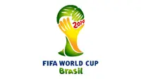 Logo Piala Dunia 2014 di Brasil. Sebuah Piala Dunia dengan tulisan 2014. Kuning, hijau dan biru adalah ciri dari bendera Brasil (Istimewa)