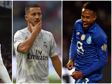 Real Madrid akan mengawali La Liga 2019-2020 dengan skuat lengkap. Hadirnya pemain baru seperti Luka Jovic dan Eden Hazard diharapkan bisa menjadi penyegar skuat Los Blancos. Berikut 5 pemain anyar Real Madrid yang siap beri kejutan di musim ini. (Kolase Foto AFP)
