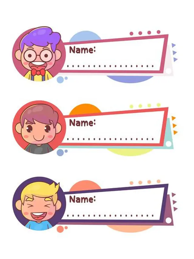 ilustrasi template label nama anak