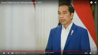 Presiden Joko Widodo (Jokowi) pada peringatan Hari Olahraga Nasional (Haornas) ke-38, Kamis (9/9/2021) WIB.