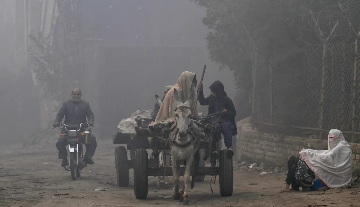 Warga dihinbau menggunakan masker saat beraktivitas. (Arif ALI/AFP)