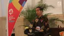 Presiden Joko Widodo memberi sambutan saat promosi Asian Games 2018, Jakarta, Selasa (5/6). Jokowi mengatakan yang kita inginkan sekarang ini mestinya masyarakat sudah demam. Nah ini baru anget. Belum panas apalagi demam. (Liputan6.com/Angga Yuniar)