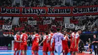 Suporter Timnas Indonesia memadati Indonesia Arena pada semifinal Piala Asia Futsal 2026 melawan Jepang, Kamis (5/2/2026) malam WIB. (Bola.com/Bagaskara Lazuardi)