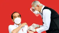 Banner Infografis Jokowi dan Pemimpin Dunia Disuntik Vaksin Covid-19. (Foto: BPMI Setpres/Laily Rachev)