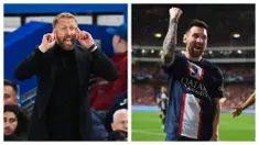 Hasil berbeda dipetik Chelsea dan PSG dalam laga matchday ketiga Liga Champions 2022/2023 yang digelar Kamis (6/10/2022) dini hari WIB. Chelsea yang menjamu AC Milan sukses menang 3 gol tanpa balas yang menjadi debut manis Graham Potter di kancah Eropa. Sementara PSG yang unggul terlebih dahulu atas tuan rumah Benfica lewat gol Lionel Messi harus puas dengan hasil imbang 1-1. (Kolase AFP)