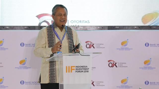 Gubernur BI Perry Warjiyo dalam Forum Investasi Indonesia 2018 di Bali
