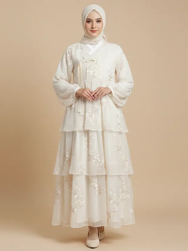 Model Gamis Hanbok Korea 2026 yang Syar'i. AI