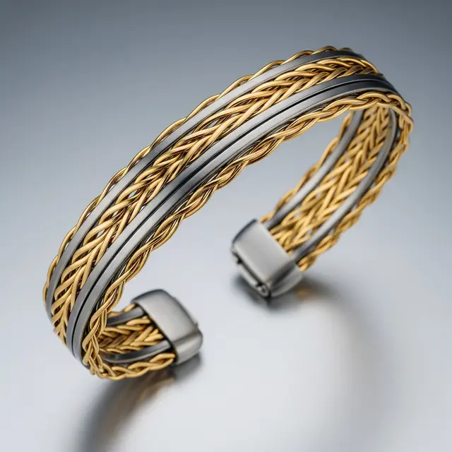 9 Model Gelang Emas Kombinasi Titanium Ringan Anti Karat, Modern Tahan Lama