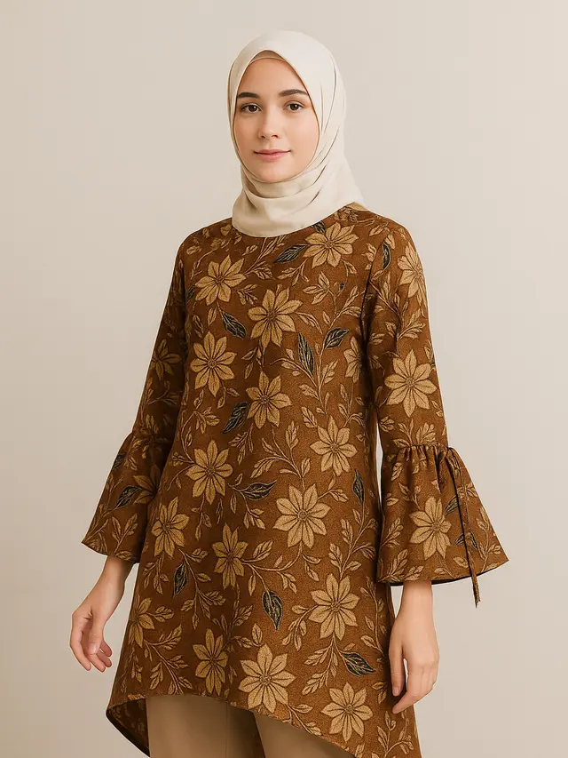 Model Tunik Batik Panjang Belakang Hijab Friendly