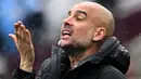 Dengan hasil ini Manchester City sekarang mengemas 90 poin dari 37 laga dan unggul empat angka untuk sementara dari Liverpool di posisi kedua dan belum memainkan laga yang ke-37. (AFP/Justin Tallis)
