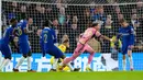 Gol pemain Leeds United, Mateo Joseph pada menit ke-8 sempat membuat panik pertahanan Chelsea. (AP Photo/Kirsty Wigglesworth)