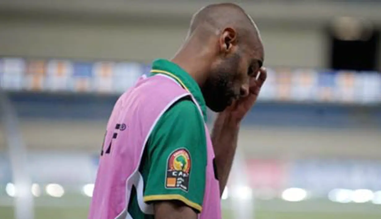 Ekspresi striker Timnas Mali, Frederic Kanoute di laga lawan Malawi di Chiazi Stadium, Cabinda, dalam penyisihan grup Piala Afrika Grup A, 18 Januari 2010. AFP PHOTO / ISSOUF SANOGO 