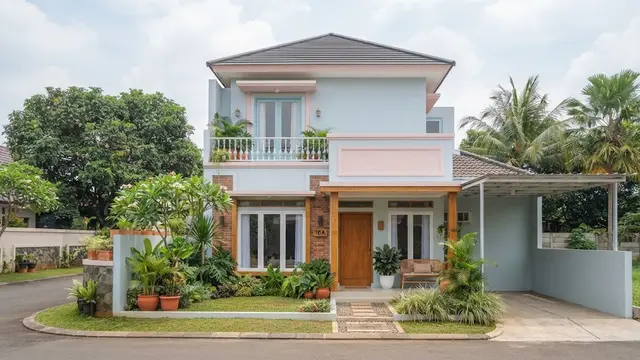 Inspirasi Kombinasi Cat Rumah Warna Biru Muda dengan Pink Lembut