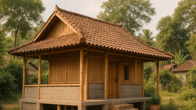 Model Rumah Kecil tapi Cantik dari Bambu dan Batako di Desa