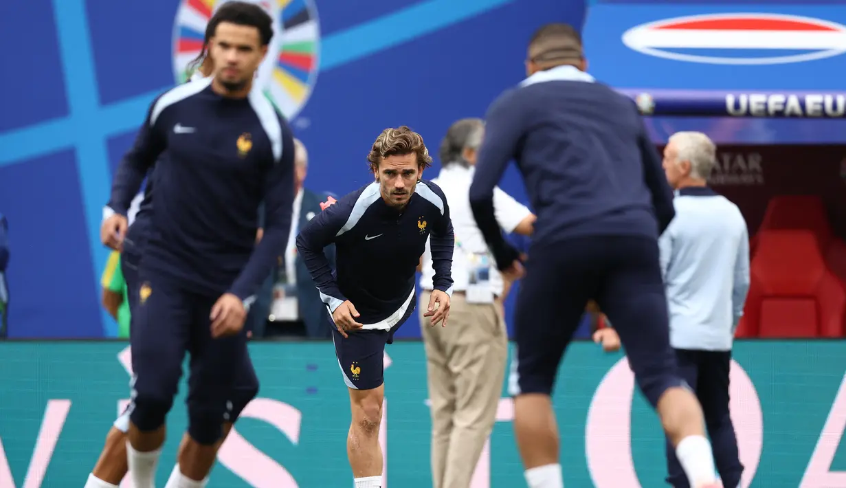 Prancis bakal bersua Belanda pada matchday kedua Grup D Euro 2024, Sabtu (22/6) dini hari WIB. (FRANCK FIFE / AFP)
