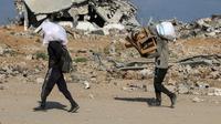 Badan kemanusiaan Perserikatan Bangsa-Bangsa (PBB) mengatakan bahwa 388.400 pergerakan pengungsian telah tercatat sejak pertengahan Agustus, sebagian besar dari berasal dari Kota Gaza. (Eyad BABA/AFP)