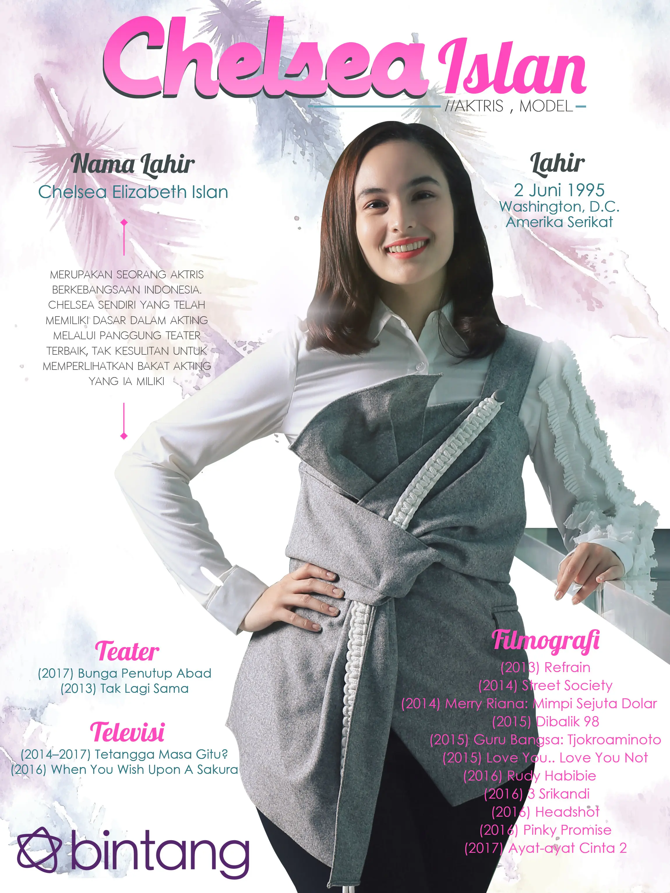 Celeb Bio Chelsea Islan (Fotografer: Adrian Putra, Stylist : Indah Wulansari, Desain: Nurman Abdul Hakim/Bintang.com)