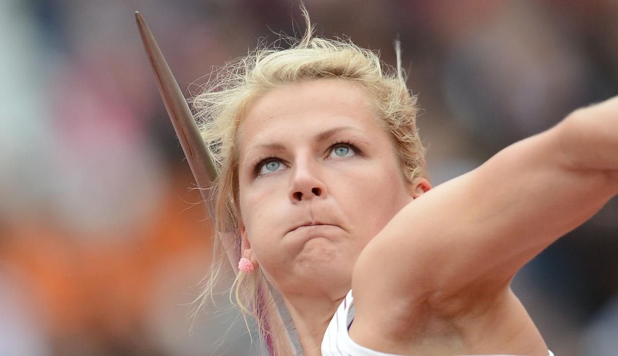 Madara Palameika adalah pemilik rekor nasional Latvia dengan lemparan sejauh 66.15 meter. (AFP/ Franck Fife)