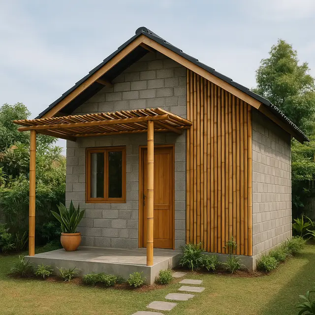 Model Rumah Kecil Tapi Cantik 4x6 Meter dari Batako dan Bambu