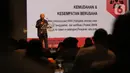 Menkop UKM Teten Masduki memberi paparan dalam Indonesia Digital Conference (IDC) 2019 di Jakarta, Kamis (28/11/2019). IDC digagas para pengurus AMSI sebagai wadah bertukar pengalaman, gagasan, dan strategi membangun ekosistem digital untuk masa depan. (Liputan6.com/Angga Yuniar)