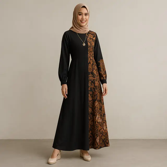 Model Gamis Hitam Kekinian Agar Tidak Monoton/Gambar ilustrasi oleh AI