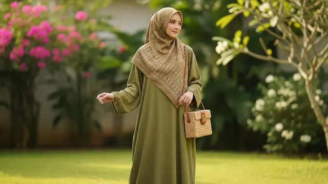 Model Gamis Warna Olive Green untuk Lebaran 2026