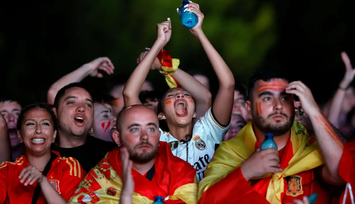 Kemenangan ini sekaligus memastikan Spanyol menjadi juara Euro untuk yang keempat kalinya setelah 1964, 2008, dan 2012. (OSCAR DEL POZO/AFP)