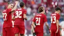 Bomber yang diboyong Liverpool dengan banderol 75 juta euro plus 25 juta euro biaya tambahan itu berhasil memborong empat gol di laga tersebut. (AFP/Ronny Hartmann)