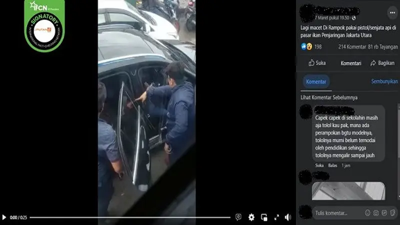 Gambar Tangkapan Layar Video yang Diklaim Aksi Perampokan di Penjaringan, Jakarta Utara (sumber: Facebook).